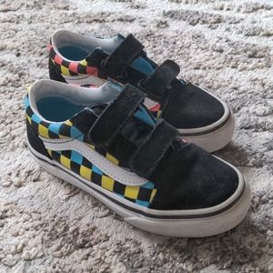 Vans neon glow check old skool toddler sneakers size 11